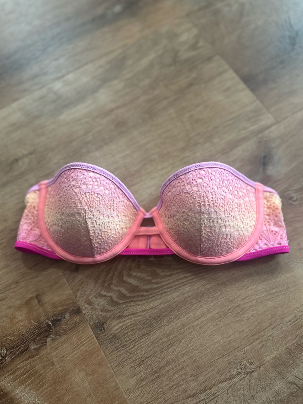 2016 Victoria’s Secret Pink Orange Ombré Strapless Push Up Bikini Top 34B